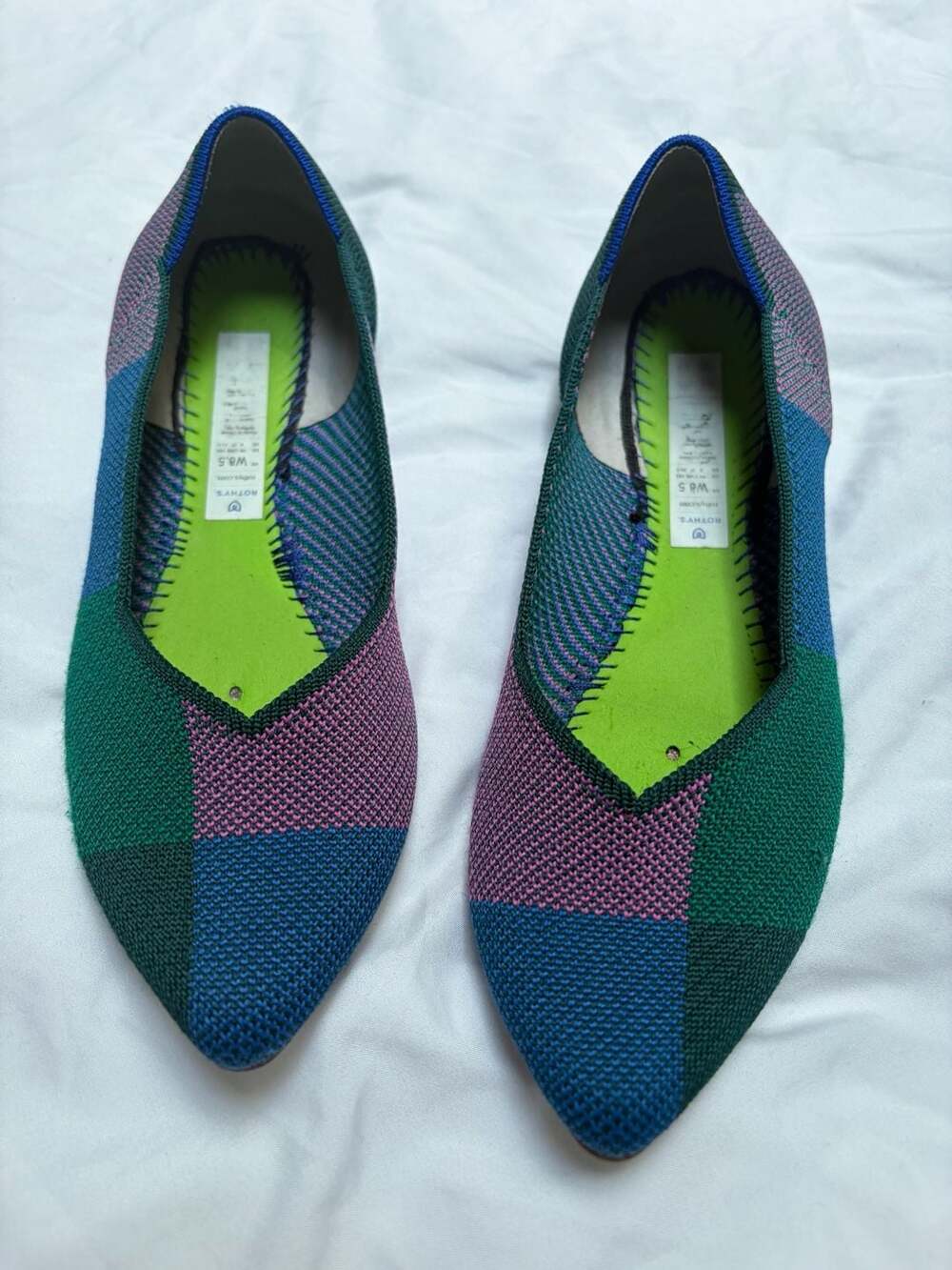 Rothy's The Point Multi-Color Geometric Pattern Knit Flats 8.5 - Picture 7 of 11